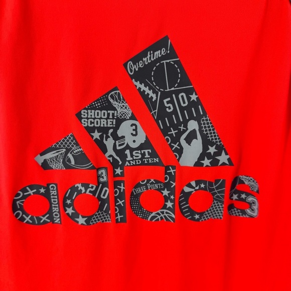 Adidas Kids Long Sleeve Red and Gray Tee - Picture 4 of 7